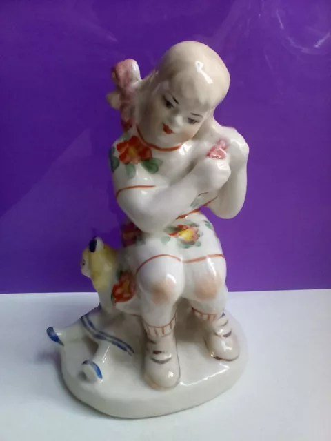 Chica soviética de la URSS con muñeca figura de porcelana ucraniana d