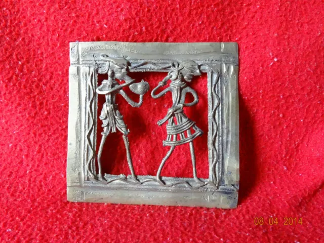 World Rare Vintage African Tribal People Liberian Hand Carved Brass Fine Art #08