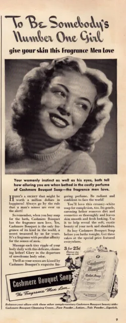 1940 Cashmere Bouquet Soap Print Ad To Be Someone's Number One Girl