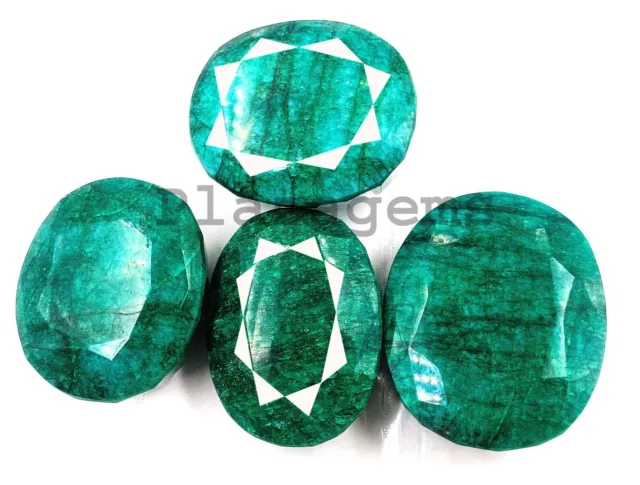 5000Ct 1 Kg Superb Natural Green Emerald 4 Pieces Oval Cut Certified Gemstone PJ