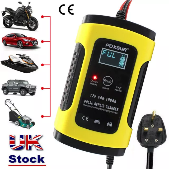 12V Intelligent Motorcycle Motorbike Car Battery Charger Automatic Smart Trickle