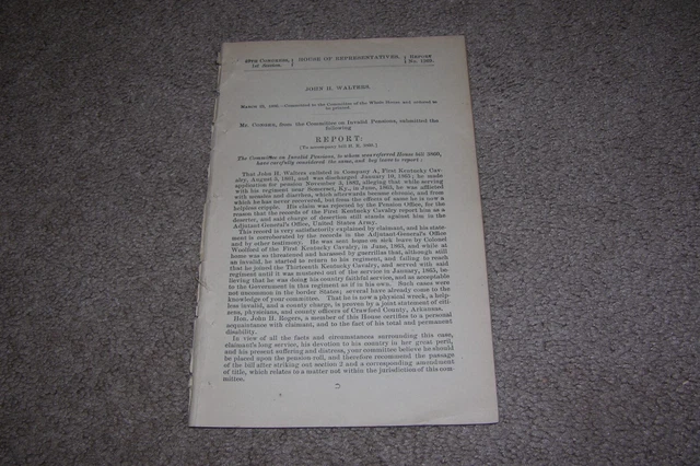 8x Civil War Invalid Pensions/Veterans c.1886 Government Documents
