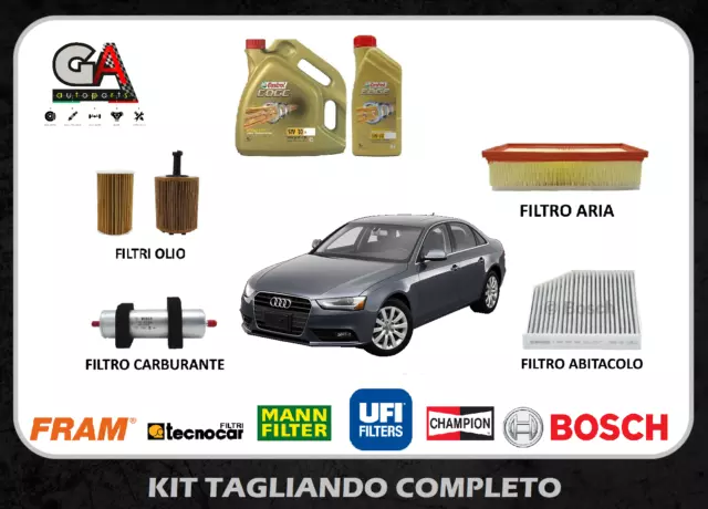 Kit tagliando Audi A4 B8 8K 2.0 tdi filtri 5 lt olio Castrol edge 5w30 fst