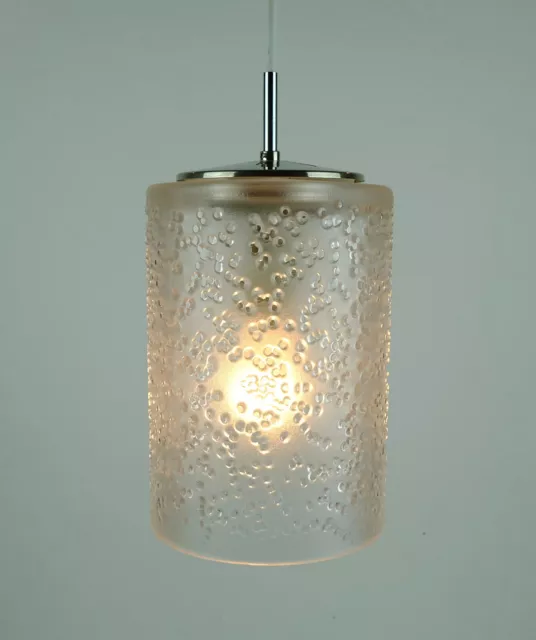 vintage peill & putzler PENDANT LAMP textured glass etched glass 60s 70s