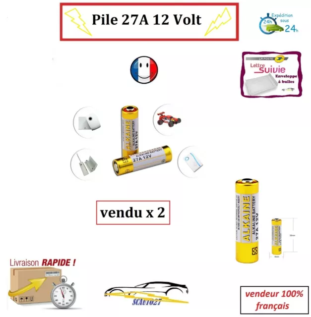 BATTERIE/PILE 27A 12V télécommande auto, portail , alarme etc x 2 EUR  4,05 - PicClick FR