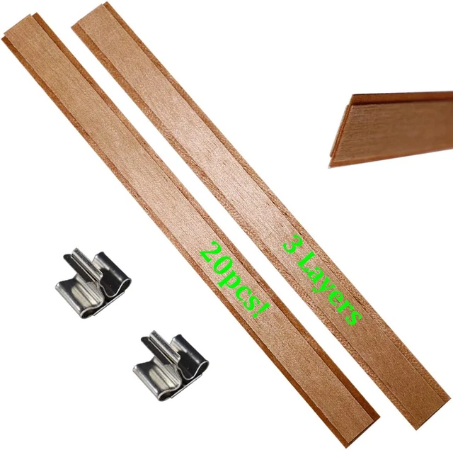 (Durable 3 Layers, 20PCS)  Wooden Candle Wicks with Iron Stand Bases for Candle