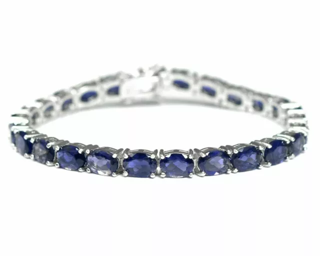 7x5 mm Naturel Bleu Iolite Gemstone 925 Sterling Silver Tennis Bracelet Bijoux