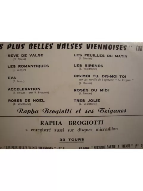 RAPHA BROGIOTTI et SES TZIGANES plus belles valses viennoises N°2 LP25cm VG++ 2