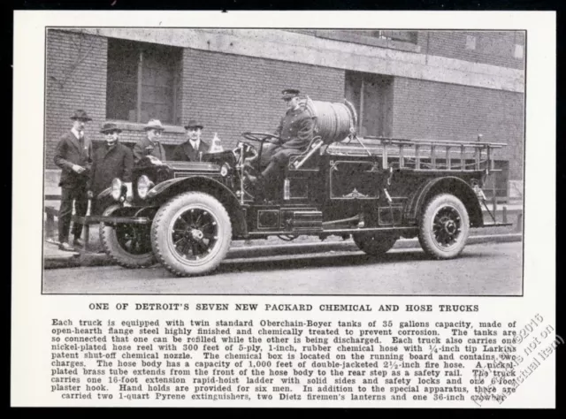 1921 Packard fire engine truck Detroit Fire Department photo print article