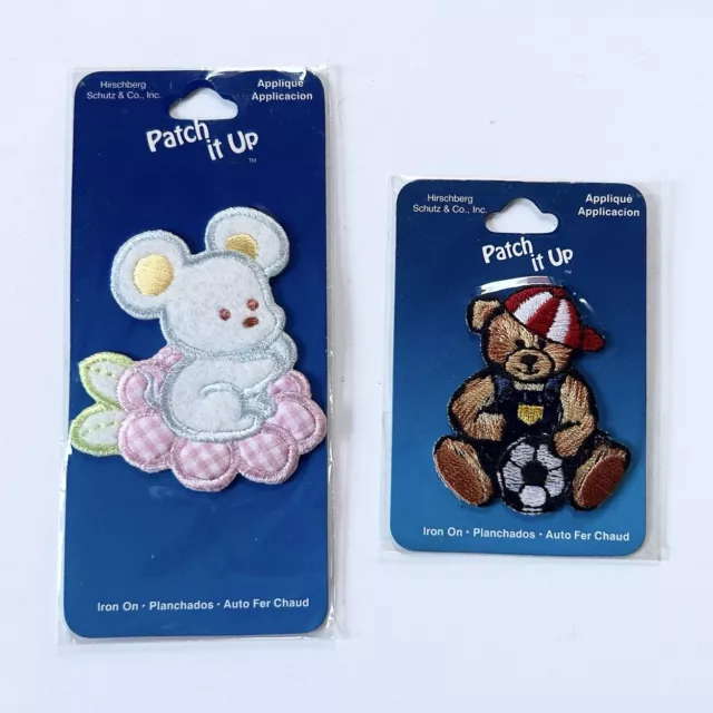 Hirschberg Schutz & Co Patch it Up Iron on Applique Pack of 2 Mouse Teddy Bear