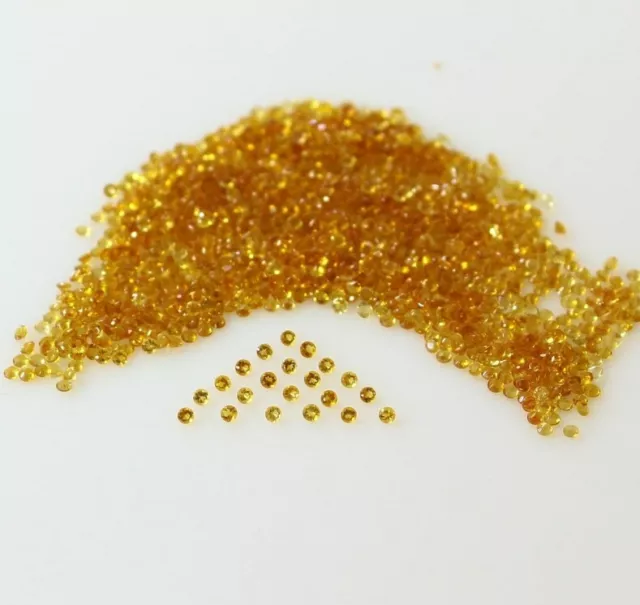 100 Pc Natural Citrine 1mm Round Shape Faceted Calibrated Size Loose Gemstone