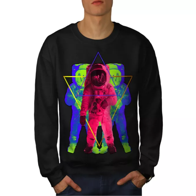 Wellcoda Psychedelic Astronaut Mens Sweatshirt, Star Casual Pullover Jumper