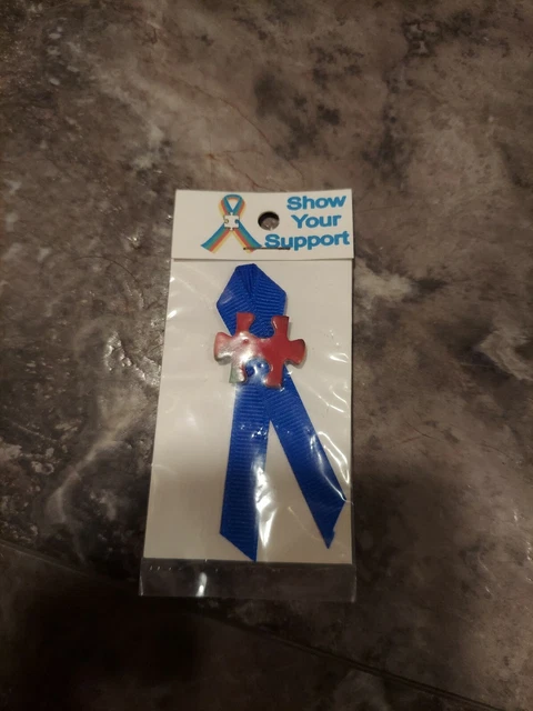 Autism Awareness Ribbon Puzzle Piece Pin