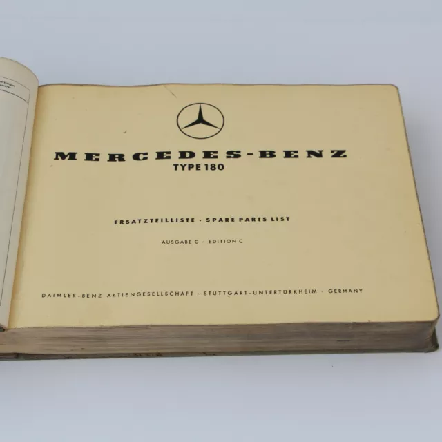 Mercedes W120 Typ 180 M136 Ponton Ersatzteilliste Ersatzteilkatalog Ausgabe 1957