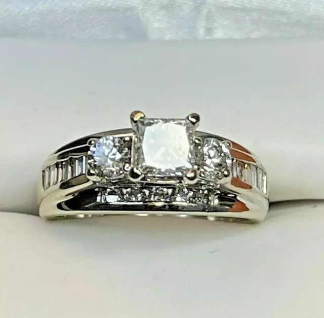 3Ct Princess Lab Created Diamond Women Wedding Ring 14K White Gold Plated Silver