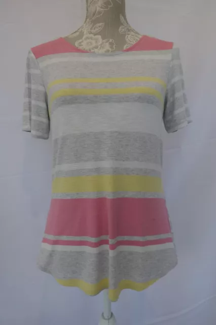 Dorothy Perkins Ladies Grey Yellow Pink Mix Top T-Shirt, Short Sleeve, Size 8