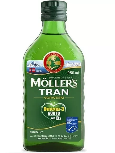 MOLLERS Natural Norwegian Fish Oil (Omega-3 EPA, DHA) 250ml WORLDWIDE SHIPPING