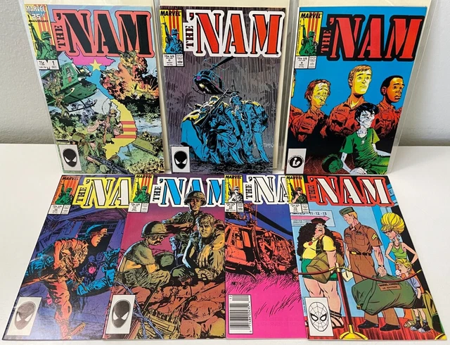Marvel Comics THE NAM 7 BOOK LOT # 1 6 9 10 11 13 15 MIKE GOLDEN VF 1986