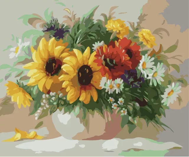 Painting by Numbers for Kids, DIY Canvas Oil Painting Kit Yellow Flower
