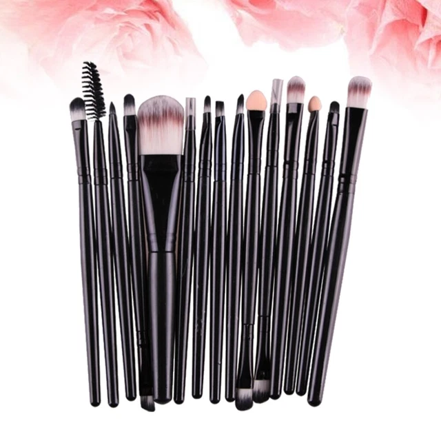 15pcs Plastic Handle Nylon Bristles Makeup Brush Cosmetics Powder Blush Brush