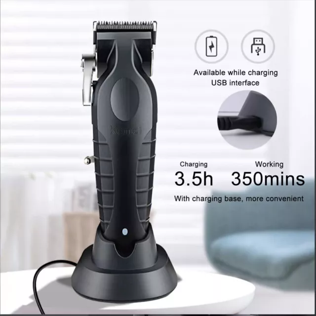 Kemei Cordless Hair Trimmer 0mm Clipper Professional Electric Cutting Machine 3