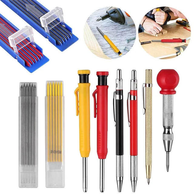 Tieflochmarker Bleistift Strichstift Holzbearbeitung Baubleistift mit Leads Kit