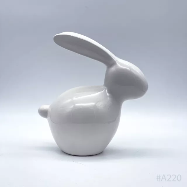 Vintage Keramik Hase Hasenfigur Dekofigur aus Keramik - Weiß 20x16cm