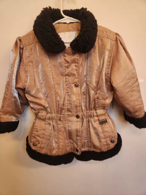 Beautiful Gold Shimmer Toddler Girl 3T Rothschild Puffer Jacket/Coat