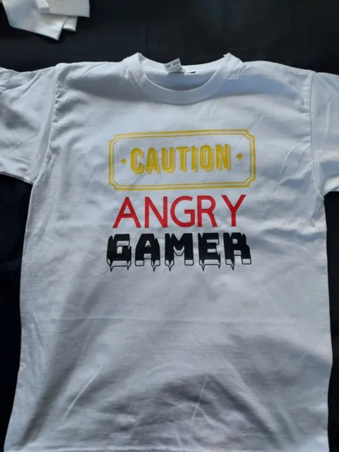 T-shirt stampata ""Caution Angry Gamer"", ragazzo/ragazza, 12-13 anni