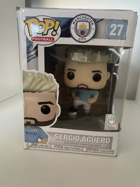 Funko Pop Sergio Aguero, Vinyl Football Figure 27,  Manchester City Legend