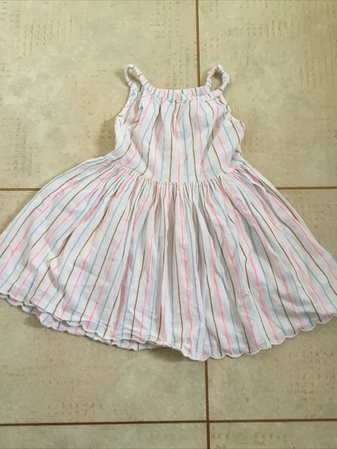 Girls Striped Summer Dress, Next, Age 3-4 years White Blue Pink and Brown