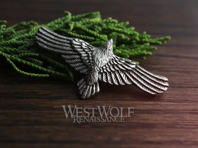 Flying Raven Pendant --- Viking/Norse/Crow/Necklace/Silver/Pewter/Animal Spirit