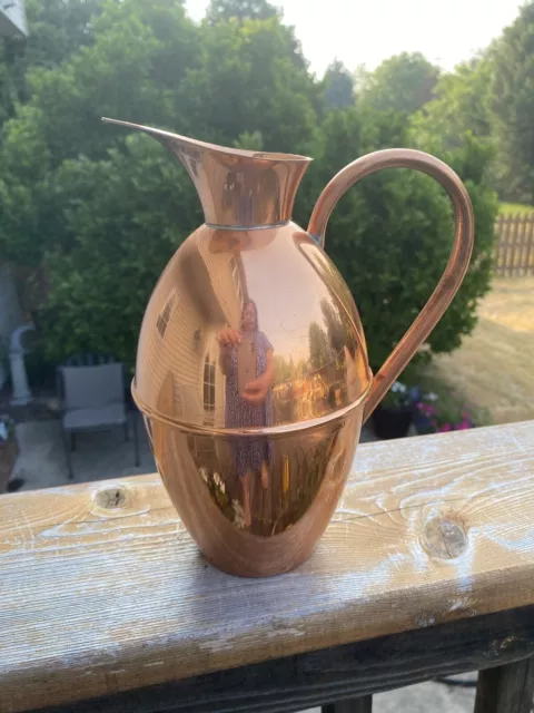 Vintage Large Copral Copper Pitcher Made in Portugal 9" Tall Booklet included