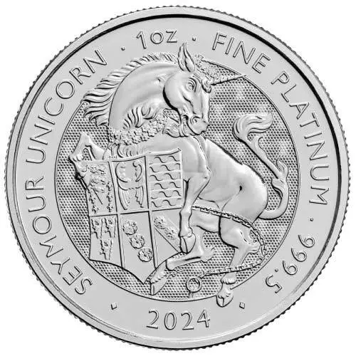 2024 1 oz British Tudor Beasts: Seymour Unicorn Platinum Coin (BU)
