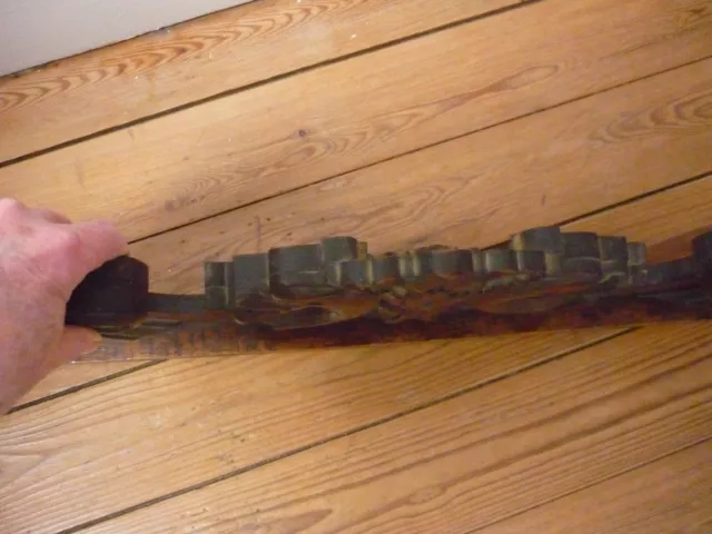 Antique French Wood Carved Oak Gotic Dragon Pediment Architectural 6
