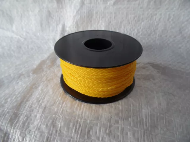25 Meter Perlon Flechtschnur 2 mm gelb Universalschnur Polyamid Nylon Kordel  B