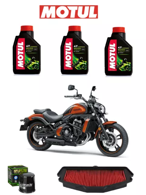 TAGLIANDO Motul 5000 10W40 Filtro Olio Aria KAWASAKI EN 650 VULCAN S 2017 2018