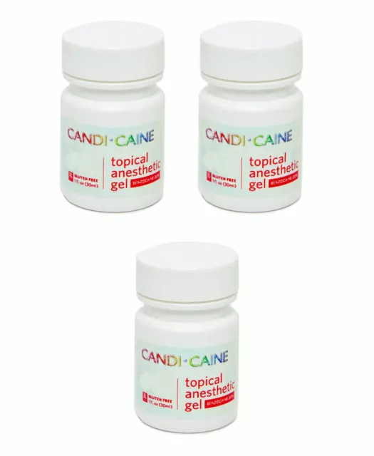 3x 20% Benzocaine Topical Anesthetic Gel STRAWBERRY Flavor Gluten Free 1oz Jars