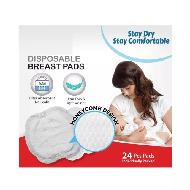 Breast Pads Ultra Thin Honeycomb Nursing, High Absorbent 24pcs, Disposable