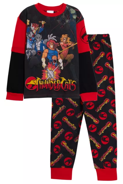 Boys Thundercats Full Length Pyjamas Kids Super Hero 2 Piece Pjs Set Nightwear