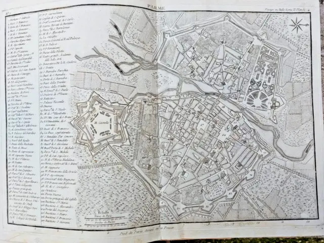 1769 pianta della città di PARMA di Joseph Jérôme Lefrançois de Lalande rara