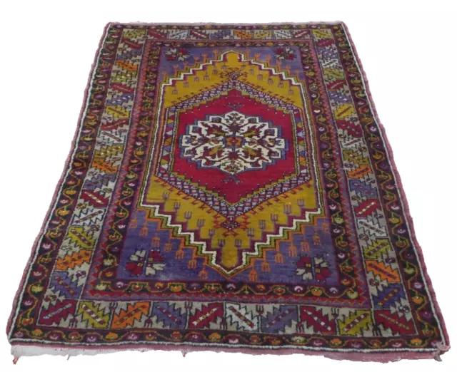 Turkish CARPET RUG HAND MADE Oriental Wool Vintage 5ft 5" x 3ft 10"