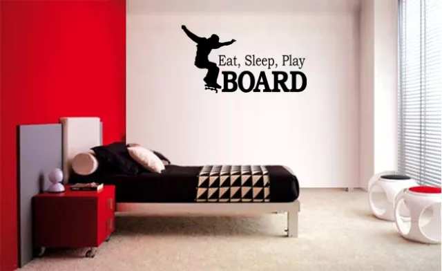 Eat Sleep Play Skateboard Vinyl Wall Decal Boy Lettering Decor Sticker Room