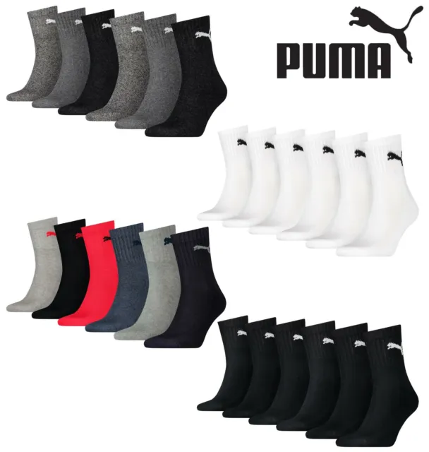 PUMA Short Crew Socks Mens Womens Unisex Cotton Rich Sports Sock 6 Pack