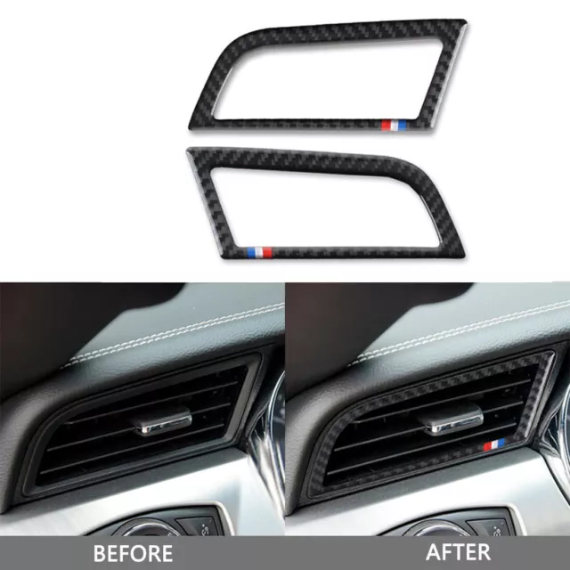 Car Carbon Fiber Air Vent Outlet Frame Cover Trim Sticker For Ford Mustang 15-19