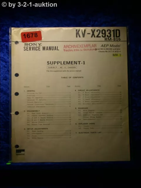 Sony Service Manual KV X2931D Supplement-1 (#1678)