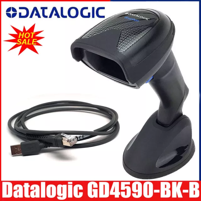 Neu Datalogic GD4590-BK-B All-in-One 2D-Barcodescanner mit USB-Kabel und Sockel