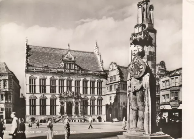 1971. s/w-AK. BREMEN. Marktplatz mit Schütting und Roland, ca. 1950er, ungel.