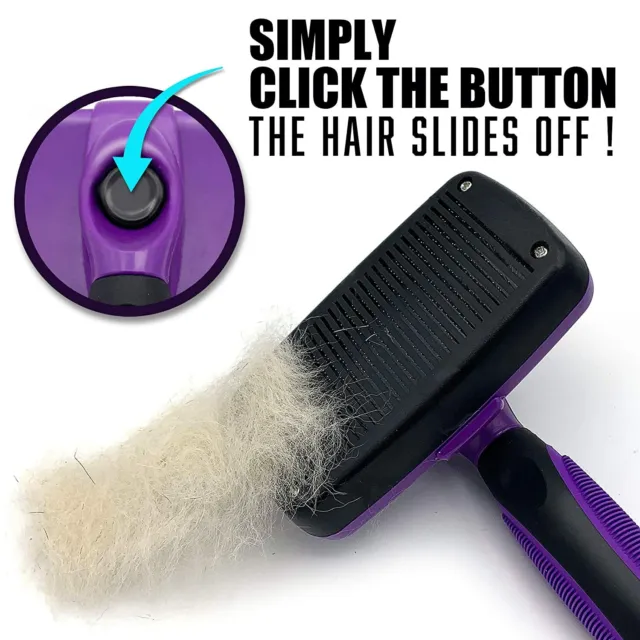 Self Cleaning Dog Cat Slicker Brush Grooming Tool Gently Removes Loose Undercoat 2