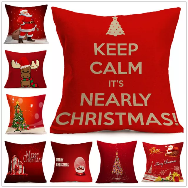 Christmas Happy Square Sofa Throw Pillow Case Pillow Cushion Cover